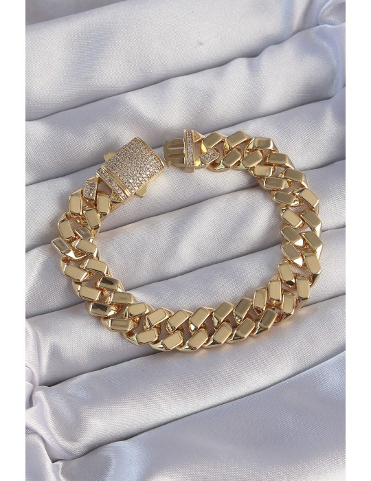 Vip Seri Gurmet Zirkon Taşlı Gold Renk Bileklik - TJ-BB6173