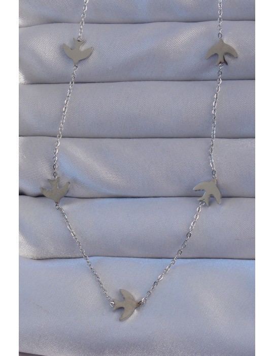 316L Çelik Gümüş Renk Kuş Model Kolye - TJ-BKO8942