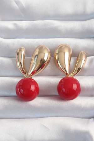 Pirinç Gold Renk Kırmızı Yuvarlak Tasarım Küpe - TJ-BKP9171 Pirinç Gold Renk Kırmızı Yuvarlak Tasarım Küpe - TJ-BKP9171