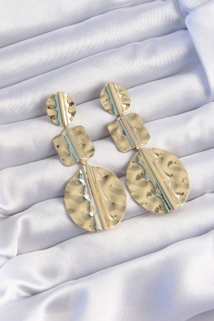 Pirinç Gold Renk Geometrik Ezme Plaka Küpe - TJ-BKP9244 Pirinç Gold Renk Geometrik Ezme Plaka Küpe - TJ-BKP9244