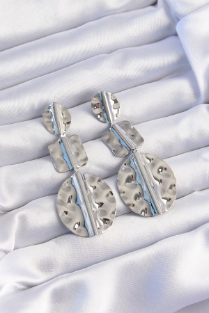 Pirinç Gümüş Renk Geometrik Ezme Plaka Küpe - TJ-BKP9245 Pirinç Gümüş Renk Geometrik Ezme Plaka Küpe - TJ-BKP9245