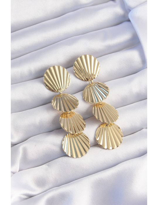 Pirinç Gold Renk Deniz Kabuğu Model Sallantılı Küpe - TJ-BKP9246