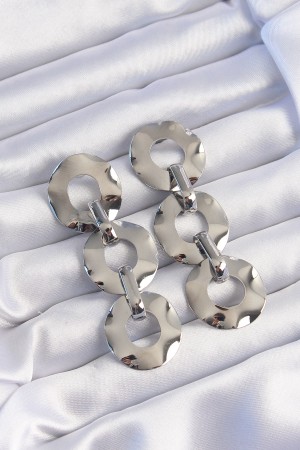 Pirinç Gümüş Renk Oval Ayna Model Sallantılı Küpe - TJ-BKP9251 Pirinç Gümüş Renk Oval Ayna Model Sallantılı Küpe - TJ-BKP9251