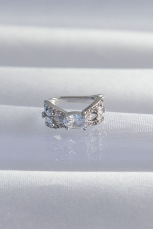 Pirinç Gümüş Renk Zirkon Taş Kaplama Earcuff Küpe - TJ-BKP9336