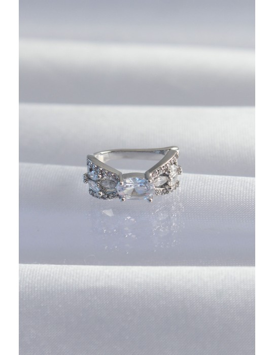 Pirinç Gümüş Renk Zirkon Taş Kaplama Earcuff Küpe - TJ-BKP9336