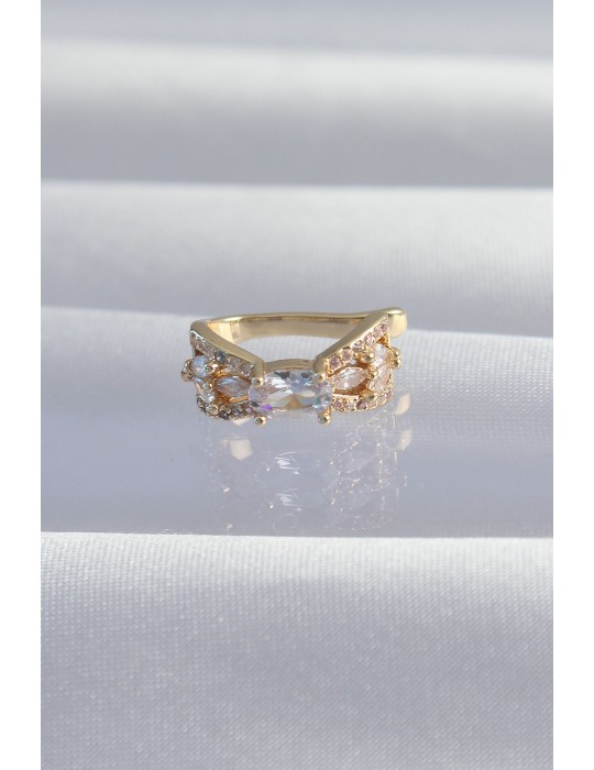 Pirinç Gold Renk Zirkon Taş Kaplama Earcuff Küpe - TJ-BKP9337