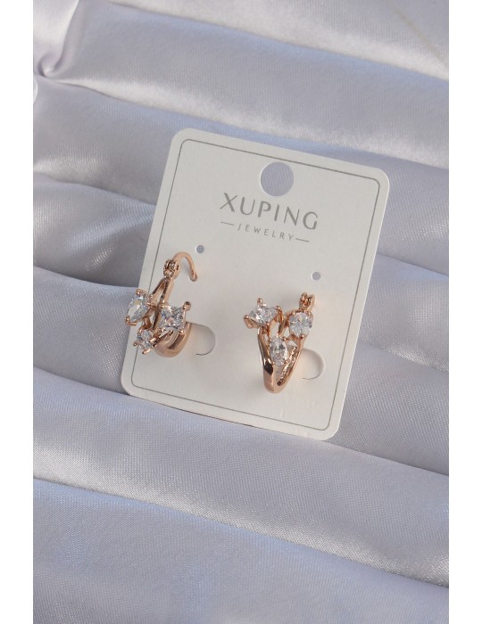 XUPİNG Rose Renk Zirkon Taşlı Halka Küpe - TJ-BKP9358
