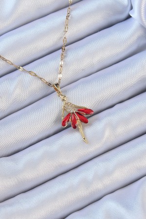 316L Çelik Zincir Altın Renk Kırmızı Etekli Zirkon Taşlı Balerin Kolye - TJ-BKO9099 316L Çelik Zincir Altın Renk Kırmızı Etekli Zirkon Taşlı Balerin Kolye - TJ-BKO9099