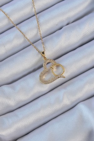 316L Çelik Zincir Altın Renk Zirkon Taşlı Yüzüklü Kalp Kolye - TJ-BKO9145 316L Çelik Zincir Altın Renk Zirkon Taşlı Yüzüklü Kalp Kolye - TJ-BKO9145