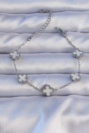 316L Çelik Gümüş Renk Mineli Yonca Model Bileklik - TJ-BB6302 316L Çelik Gümüş Renk Mineli Yonca Model Bileklik - TJ-BB6302