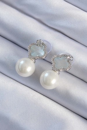 Pirinç Gümüş Renk Zirkon Taşlı Minimal Çiçek Tasarımlı Kadın Küpe - TJ-BKP9481 Pirinç Gümüş Renk Zirkon Taşlı Minimal Çiçek Tasarımlı Kadın Küpe - TJ-BKP9481