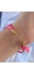 Pembe Zirkon Taşlı İpli Püskül Detay Çoklu Bileklik - TJ-BB6360