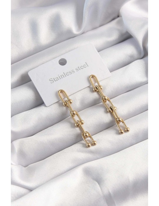 316L Çelik Altın Renk Sallantılı Model Küpe - TJ-BKP9498