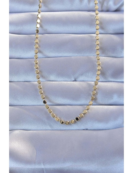 Pirinç Gold Renk Parçalı Ezme Kolye - TJ-BKO9272