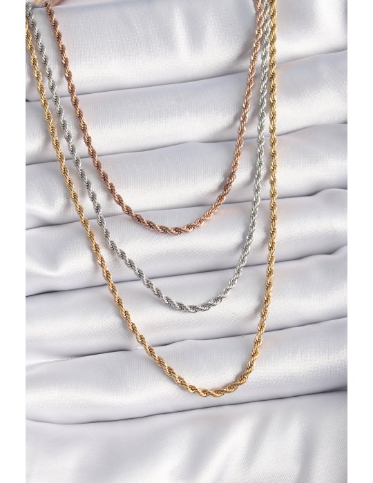 316L Çelik Mix Renk Burgu Zincir Model Kadın Kolye - TJ-BKO9287