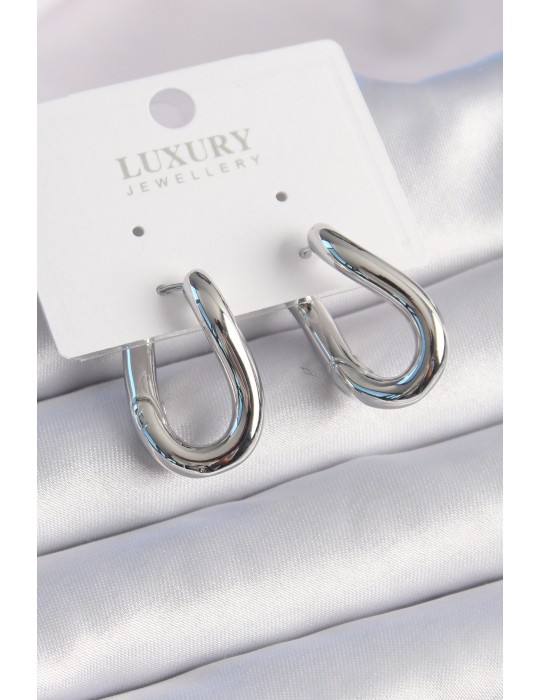 Pirinç Gümüş Renk Halka Model Kadın Küpe - TJ-BKP9531