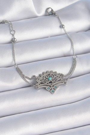 316L Çelik Gümüş Renk Mavi Taşlı Etnik Desen Kadın Bileklik - TJ-BB6436 316L Çelik Gümüş Renk Mavi Taşlı Etnik Desen Kadın Bileklik - TJ-BB6436