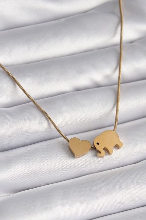 316L Çelik Gold Renk Fil Kalp Figürlü Kadın Kolye - TJ-BKO9421 316L Çelik Gold Renk Fil Kalp Figürlü Kadın Kolye - TJ-BKO9421