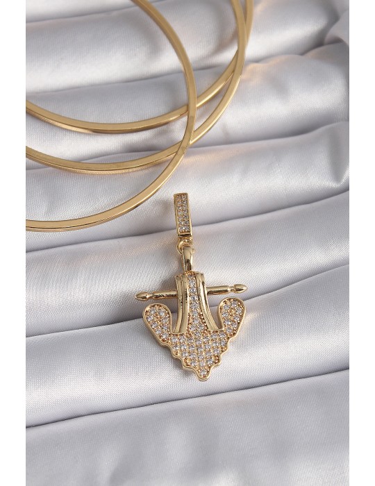 Pirinç Gold Renk Zirkon Taşlı Çapa Model Ajda Charm - TJ-BC1000