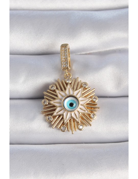 Pirinç Gold Renk Nazar Boncuklu Saçaklı Yıldız Figür Ajda Charm - TJ-BC1014