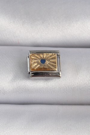 316L Çelik Gümüş Renk Altın Göz İşlemeli Nomination Charm - TJ-BC1025 316L Çelik Gümüş Renk Altın Göz İşlemeli Nomination Charm - TJ-BC1025