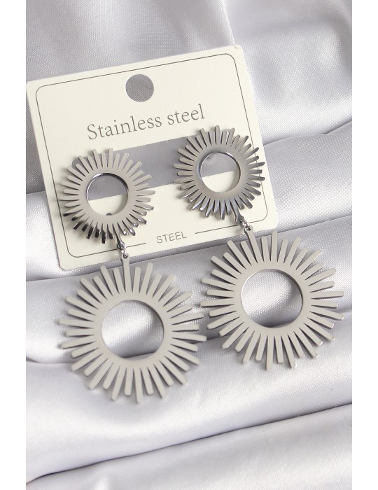 316L Çelik Gümüş Renk Sallantı Güneş Model Kadın Kolye - TJ-BKP9711