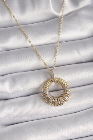 316L Çelik Gold Renk Zincir Gümüş Zirkon Taşlı Daire Model Kadın Kolye - TJ-BKO9481 316L Çelik Gold Renk Zincir Gümüş Zirkon Taşlı Daire Model Kadın Kolye - TJ-BKO9481