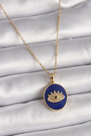 316L Çelik Gold Renk Zincir Mavi Mineli Zirkon Taşlı Göz İşleme Kadın Kolye - TJ-BKO9505 316L Çelik Gold Renk Zincir Mavi Mineli Zirkon Taşlı Göz İşleme Kadın Kolye - TJ-BKO9505