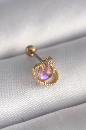 316L Çelik Gold Renk Pembe Mineli Kalp Zirkon Taş Detay Tragus Piercing - TJ-PR1272 316L Çelik Gold Renk Pembe Mineli Kalp Zirkon Taş Detay Tragus Piercing - TJ-PR1272