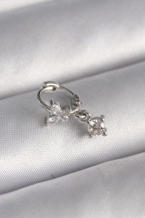 316L Çelik Gümüş Renk Zirkon Taşlı Model Sallantı Detay Tragus Piercing - TJ-PR1299