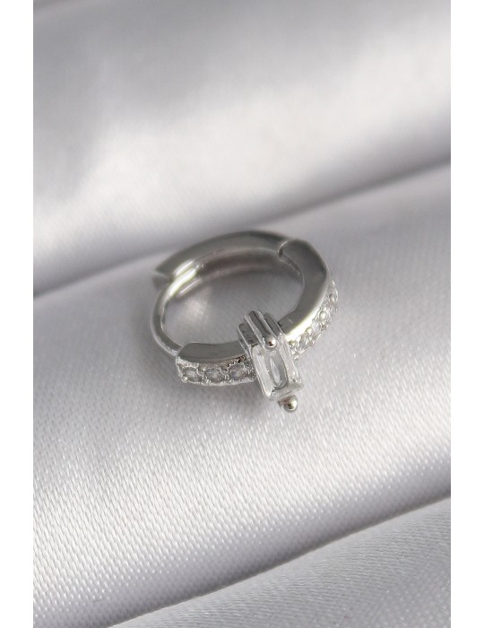 316L Çelik Gümüş Renk Zirkon Taşlı Tragus Piercing - TJ-PR1307