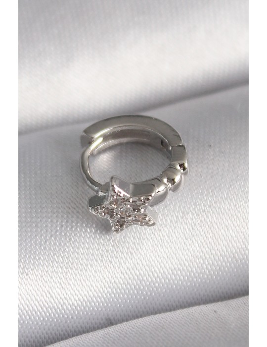 316L Çelik Gümüş Renk Zirkon Taşlı Yıldız Model Tragus Piercing - TJ-PR1333