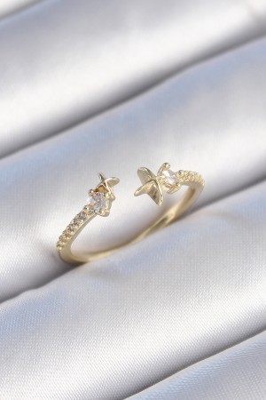 Pirinç Gold Renk Zirkon Taş Detay Yıldız Model Kadın Yüzük - TJ-BYK3446 Pirinç Gold Renk Zirkon Taş Detay Yıldız Model Kadın Yüzük - TJ-BYK3446