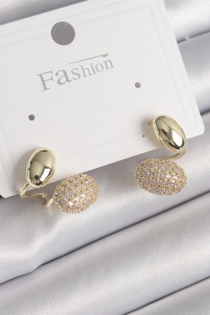 Pirinç Gold Renk Zirkon Taşlı Bombeli Model Kadın Küpe - TJ-BKP9754 Pirinç Gold Renk Zirkon Taşlı Bombeli Model Kadın Küpe - TJ-BKP9754