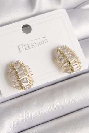 Pirinç Gold Renk Zirkon Taşlı Kaplumbağa Kabuğu Model Kadın Küpe - TJ-BKP9788 Pirinç Gold Renk Zirkon Taşlı Kaplumbağa Kabuğu Model Kadın Küpe - TJ-BKP9788