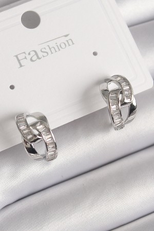 Pirinç Gümüş Renk Zirkon Taşlı Zincir Model Kadın Küpe - TJ-BKP9793 Pirinç Gümüş Renk Zirkon Taşlı Zincir Model Kadın Küpe - TJ-BKP9793