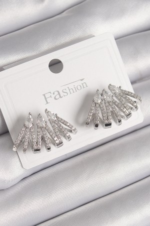 Pirinç Gümüş Renk Zirkon Taşlı Deniz Kabuğu Model Kadın Küpe - TJ-BKP9797 Pirinç Gümüş Renk Zirkon Taşlı Deniz Kabuğu Model Kadın Küpe - TJ-BKP9797