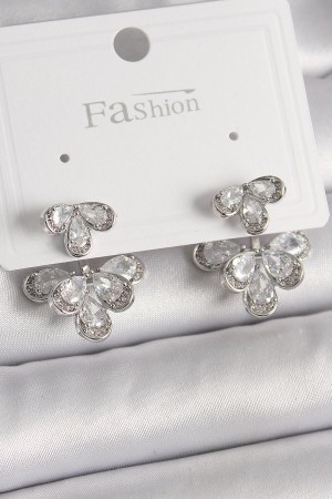 Pirinç Gümüş Renk Zirkon Taşlı Damla Model Kadın Küpe - TJ-BKP9940 Pirinç Gümüş Renk Zirkon Taşlı Damla Model Kadın Küpe - TJ-BKP9940