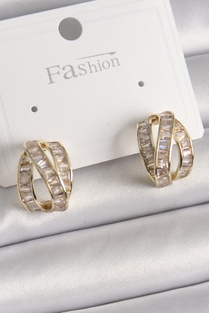 Pirinç Gold Renk Zirkon Taşlı Düğüm Halka Model Kadın Küpe - TJ-BKP9943 Pirinç Gold Renk Zirkon Taşlı Düğüm Halka Model Kadın Küpe - TJ-BKP9943