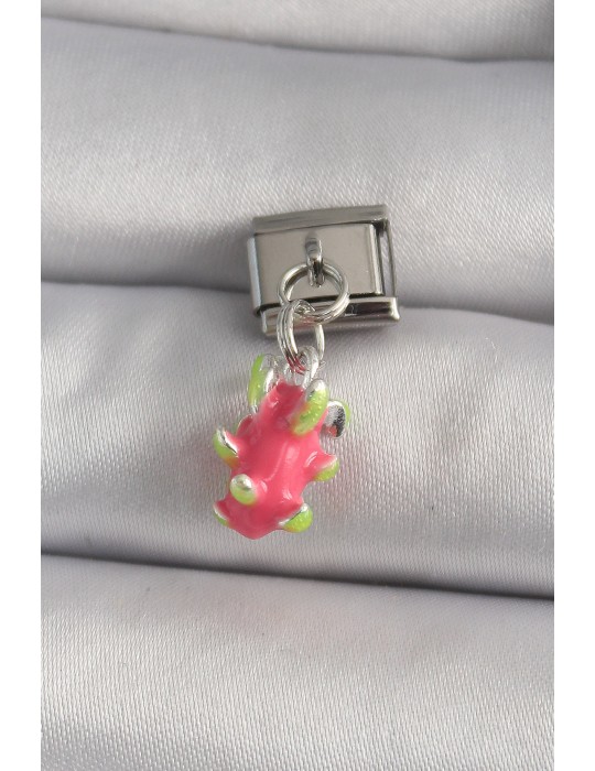 316L Çelik Gümüş Renk Sallantı Ejder Meyvesi Model Nomination Charm - TJ-BC1175