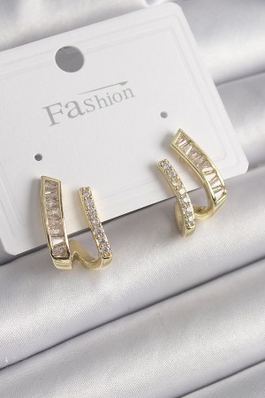 Pirinç Gold Renk Zirkon Taşlı Kadın Küpe - TJ-BKP9969 Pirinç Gold Renk Zirkon Taşlı Kadın Küpe - TJ-BKP9969