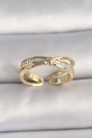 Pirinç Gold Renk Zirkon Taşlı Yıldız Detaylı Ayarlanabilir Kadın Yüzük - TJ-BYK3573 Pirinç Gold Renk Zirkon Taşlı Yıldız Detaylı Ayarlanabilir Kadın Yüzük - TJ-BYK3573