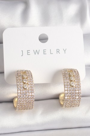 Pirinç Gold Renk Zirkon Taşlı Halka Messika Model Kadın Küpe - TJ-BKP10017 Pirinç Gold Renk Zirkon Taşlı Halka Messika Model Kadın Küpe - TJ-BKP10017