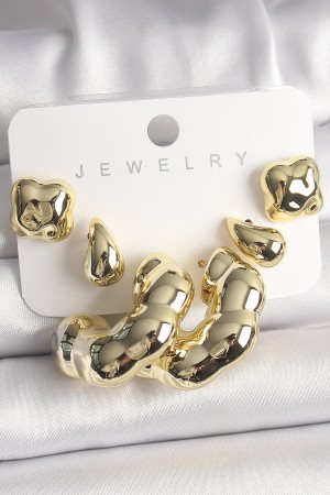 Gold Renk Yonca Damla Halka Model CCB Plastik Kadın Küpe Seti - TJ-BKP10028 Gold Renk Yonca Damla Halka Model CCB Plastik Kadın Küpe Seti - TJ-BKP10028