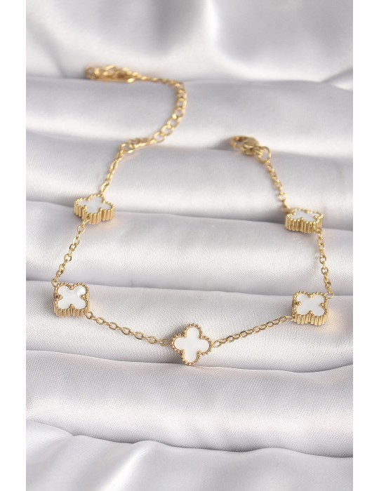 316L Çelik Gold Renk Baby Boy Yonca Model Kadın Bileklik - TJ-BB6640