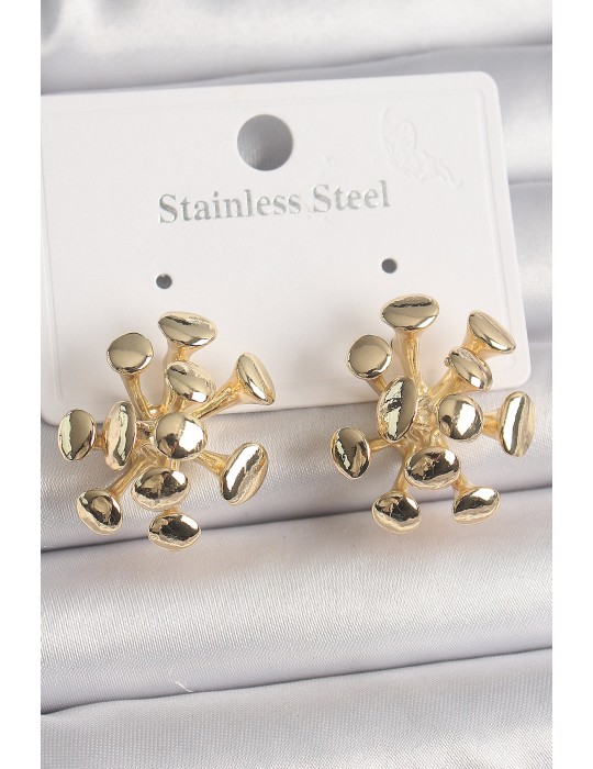 Pirinç Gold Renk Petek Model Kadın Küpe - TJ-BKP10070