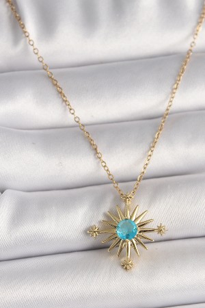 316L Çelik Gold Renk Zincir Mavi Taş Detaylı Kuzey Yıldız Model Kadın Kolye - TJ-BKO9806 316L Çelik Gold Renk Zincir Mavi Taş Detaylı Kuzey Yıldız Model Kadın Kolye - TJ-BKO9806