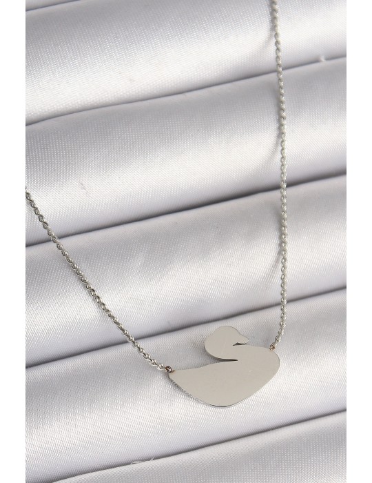 316L Çelik Gümüş Renk Zincir Kuğu Model Kadın Kolye - TJ-BKO9872