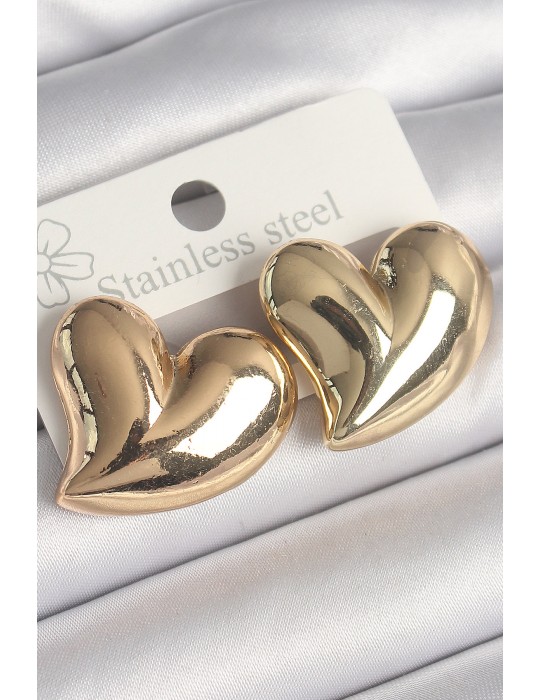 Pirinç Gold Renk Bomba Kalp Model Kadın Küpe - TJ-BKP10236