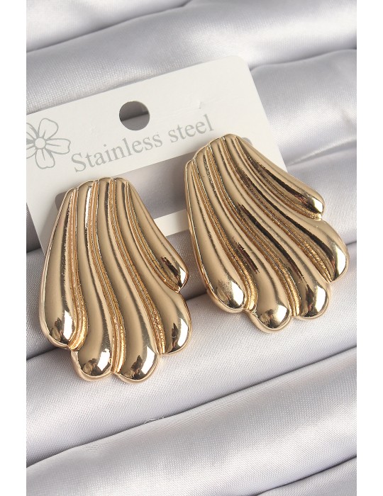 Pirinç Gold Renk İşlemeli İstirdye Model Kadın Küpe - TJ-BKP10262